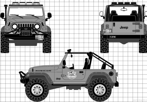 Jeep Wrangler Rubicon - Джип - чертежи, габариты, рисунки автомобиля