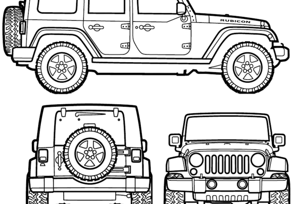 Jeep Wrangler Unlimited (2007) - Джип - чертежи, габариты, рисунки автомобиля
