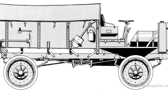 Jeffrey Quad Truck WWI - Разные автомобили - чертежи, габариты, рисунки автомобиля