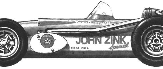 John Zink Special Indy 500 (1955) - Разные автомобили - чертежи, габариты, рисунки автомобиля