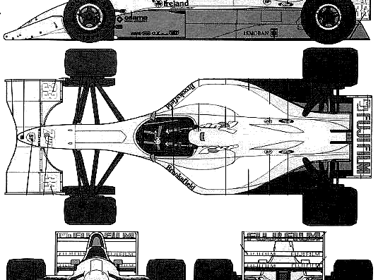 Jordan 191 F1 GP (1991) - Разные автомобили - чертежи, габариты, рисунки автомобиля