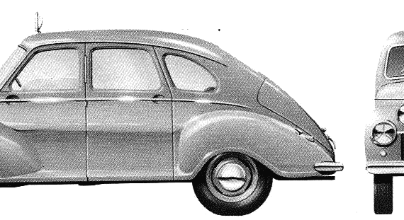Jowett Javelin Monte Carlo (1950) - Разные автомобили - чертежи, габариты, рисунки автомобиля