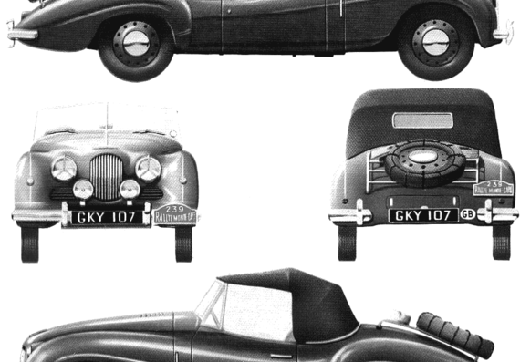 Jowett Jupiter Monte Carlo (1951) - Разные автомобили - чертежи, габариты, рисунки автомобиля