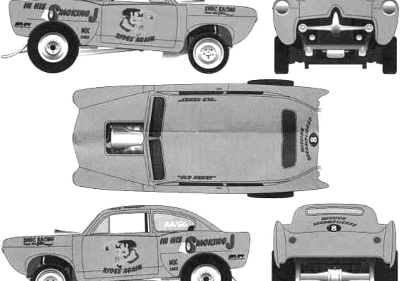 Kaiser Henry J Drag Coupe (1951) - Разные автомобили - чертежи, габариты, рисунки автомобиля