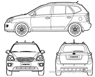 Kia Carens (2012) - Киа - чертежи, габариты, рисунки автомобиля