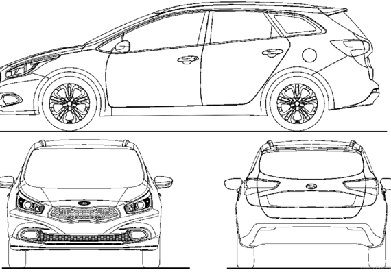 Kia Ceed Sporty Wagon (2013) - Киа - чертежи, габариты, рисунки автомобиля