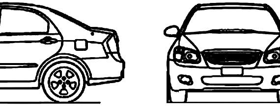 Kia Cerato (2003) - Киа - чертежи, габариты, рисунки автомобиля