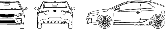 Kia Forte Coupe (2010) - Киа - чертежи, габариты, рисунки автомобиля