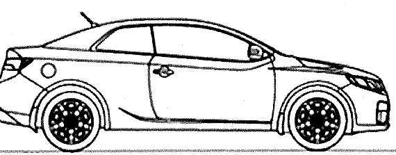 Kia Forte Koup (2009) - Киа - чертежи, габариты, рисунки автомобиля