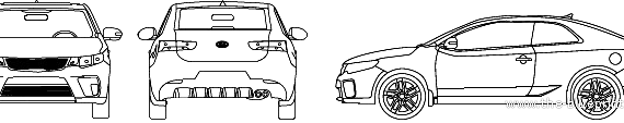 Kia Forte Koup (2012) - Киа - чертежи, габариты, рисунки автомобиля