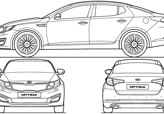 Kia Optima K5 (2012) - Киа - чертежи, габариты, рисунки автомобиля