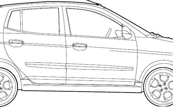 Kia Picanto (2008) - Киа - чертежи, габариты, рисунки автомобиля