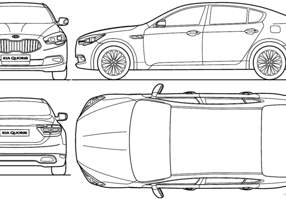 Kia Quoris K9 (2013) - Киа - чертежи, габариты, рисунки автомобиля