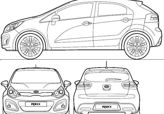 Kia Rio (2012) - Kia - dibujos, dimensiones, fotos del coche |  Descargar dibujos, planos, bloques de Autocad, modelos 3D |  Todos los dibujos