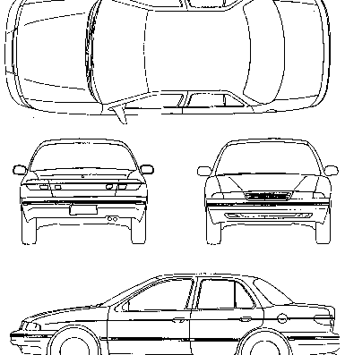 Kia Sephia (1998) - Киа - чертежи, габариты, рисунки автомобиля