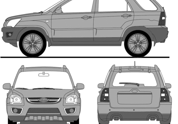 Kia Sportage (2009) - Киа - чертежи, габариты, рисунки автомобиля
