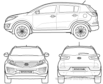 Kia Sportage (2012) - Киа - чертежи, габариты, рисунки автомобиля