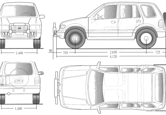 Kia Sportage 4-Door - Киа - чертежи, габариты, рисунки автомобиля