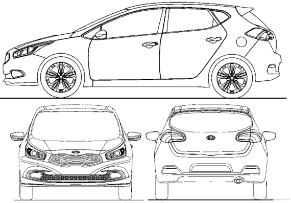 Kia ceed (2012) - Киа - чертежи, габариты, рисунки автомобиля