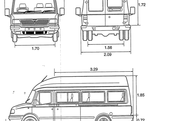 LDV Convoy Mini bus 17 Seater - Разные автомобили - чертежи, габариты, рисунки автомобиля