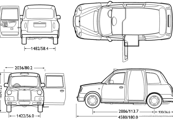 LTI FX4 London Taxi - Разные автомобили - чертежи, габариты, рисунки автомобиля