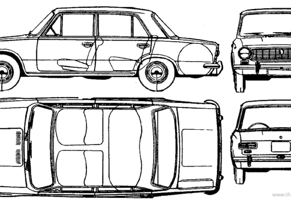 Lada 1200 - Лада - чертежи, габариты, рисунки автомобиля