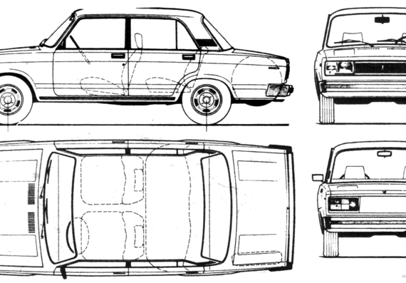 Lada 2105 - Лада - чертежи, габариты, рисунки автомобиля
