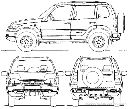 Lada Chevrolet Niva (2009) - Лада - чертежи, габариты, рисунки автомобиля