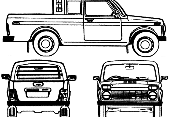 Lada Niva 2329-01 - Лада - чертежи, габариты, рисунки автомобиля