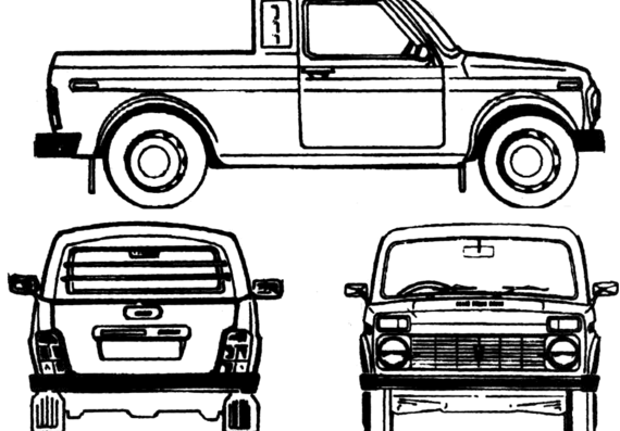 Lada Niva 2329-03 - Лада - чертежи, габариты, рисунки автомобиля