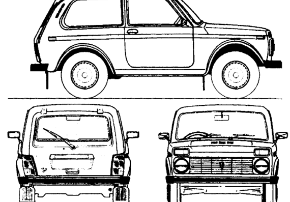 Lada Niva 4x4 (2008) - Лада - чертежи, габариты, рисунки автомобиля