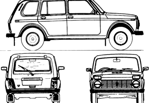 Lada Niva 4x4 4-Door (2008) - Лада - чертежи, габариты, рисунки автомобиля