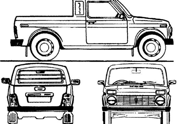 Lada Niva 4x4 Pick-up (2008) - Лада - чертежи, габариты, рисунки автомобиля