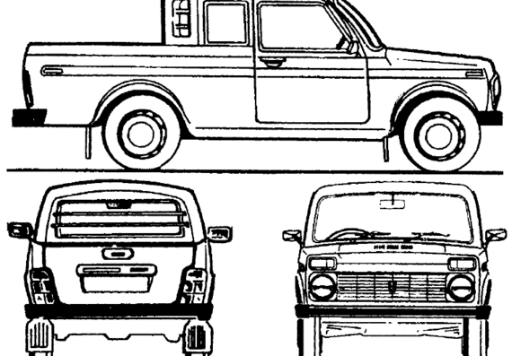 Lada Niva 4x4 Pick-up Crew Cab (2008) - Лада - чертежи, габариты, рисунки автомобиля