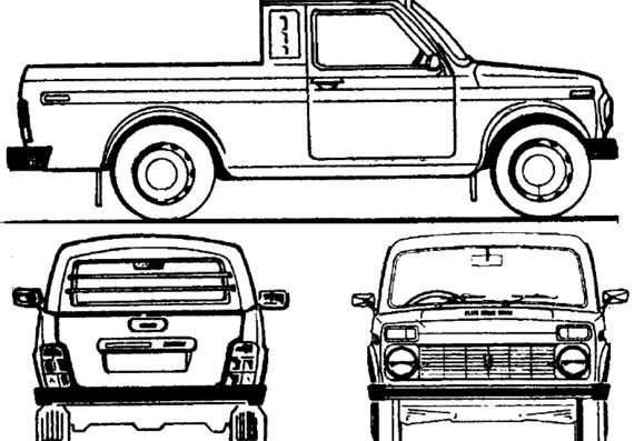 Lada Niva 4x4 Pick-up LWB (2008) - Лада - чертежи, габариты, рисунки автомобиля