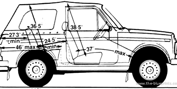 Lada Niva Cabriolet 4x4 (1987) - Лада - чертежи, габариты, рисунки автомобиля