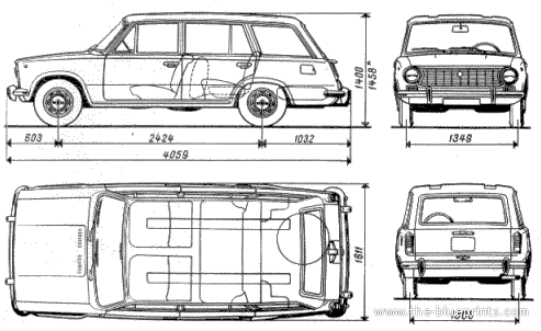 Lada VAZ-2102 Combi - Лада - чертежи, габариты, рисунки автомобиля