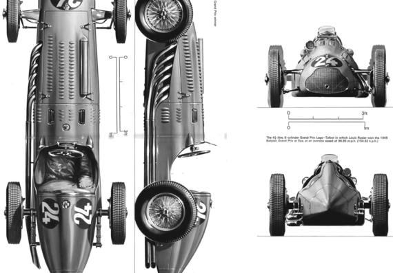 Lago Talbot GP (1949) - Разные автомобили - чертежи, габариты, рисунки автомобиля