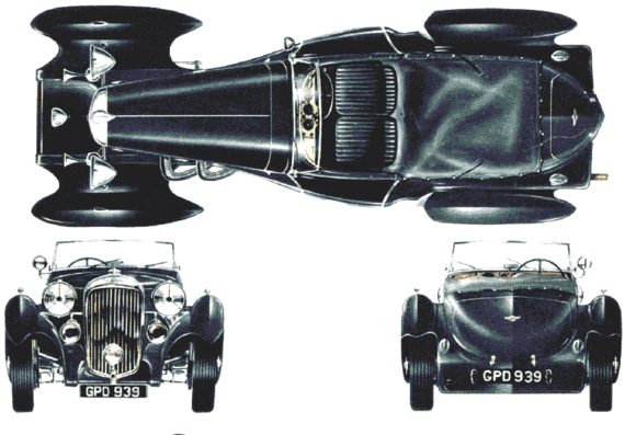 Lagonda LG45 Rapide 4.5 Litre (1937) - Разные автомобили - чертежи, габариты, рисунки автомобиля