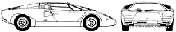 Lamborghini Countach (1974) - Ламборджини - чертежи, габариты, рисунки автомобиля