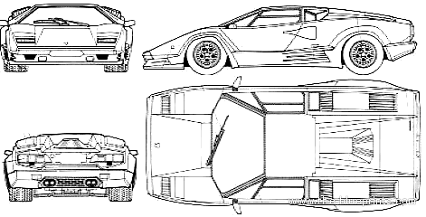 Lamborghini Countach 25th Anniversary - Ламборджини - чертежи, габариты, рисунки автомобиля