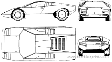 Lamborghini Countach LP400 (1970) - Ламборджини - чертежи, габариты, рисунки автомобиля