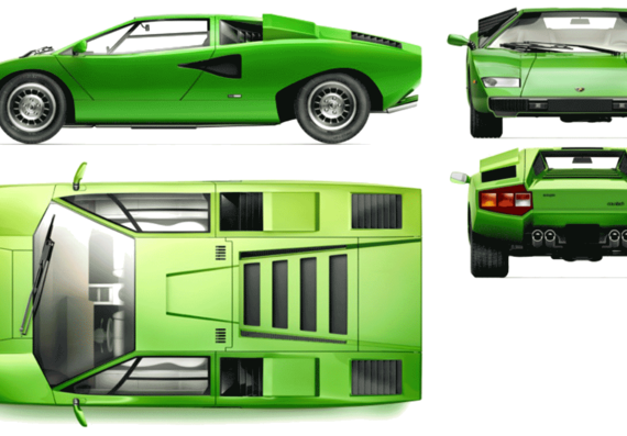 Lamborghini Countach LP400 (1971) - Ламборджини - чертежи, габариты, рисунки автомобиля