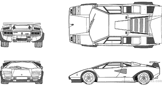 Lamborghini Countach LP500S Walter Wolf - Ламборджини - чертежи, габариты, рисунки автомобиля