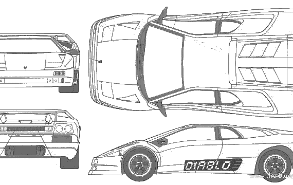 Lamborghini Diablo Koenig - Ламборджини - чертежи, габариты, рисунки автомобиля