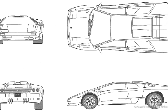 Lamborghini Diablo SV MY99 - Ламборджини - чертежи, габариты, рисунки автомобиля