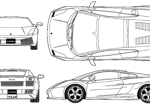 Lamborghini Gallardo (2005) - Ламборджини - чертежи, габариты, рисунки автомобиля