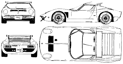 Lamborghini Jota (1968) - Ламборджини - чертежи, габариты, рисунки автомобиля