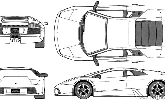 Lamborghini Murcielago (2004) - Ламборджини - чертежи, габариты, рисунки автомобиля