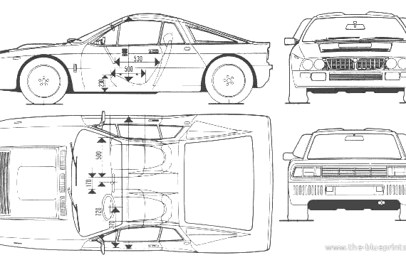 Lancia 037 - Лянча - чертежи, габариты, рисунки автомобиля